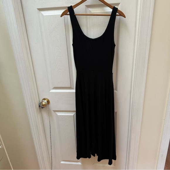 NWT Vince Black mixed media Midi Dress Scoop Neck Sleeveless tank XS - Picture 9 of 12